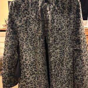 Women’s Miss Me Leopard Print Faux Fur Coat - Large